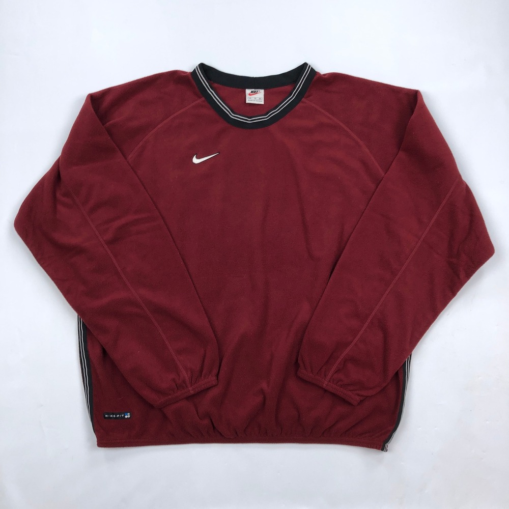 Vintage Nike Fit Fleece Pullover Sweatshirt Red XL Embroidered Swoosh